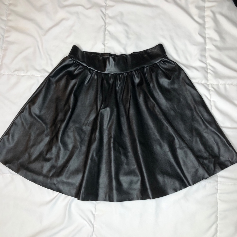 Faux Leather Skater Skirt